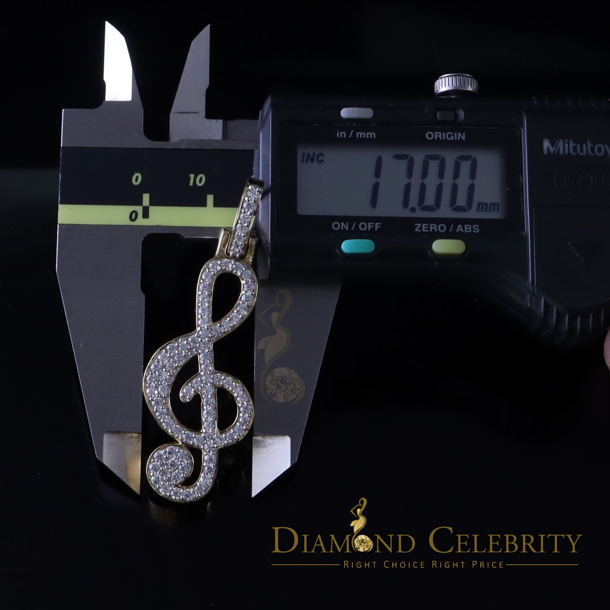 DiamondCelebritees Promise 925 Yellow Sterling Silver MUSIC SIGN Pendant with 2.34ct Cubic Zirconia
