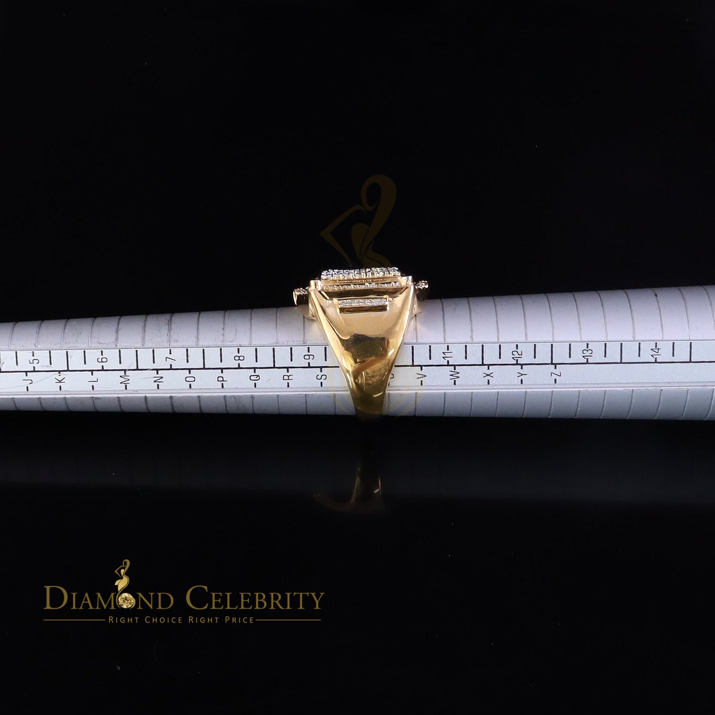 0.66ct Men's Real Diamond 925 Yellow Silver Big Mirage Set Square Rings Size 10