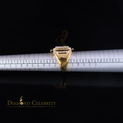 0.66ct Men's Real Diamond 925 Yellow Silver Big Mirage Set Square Rings Size 10