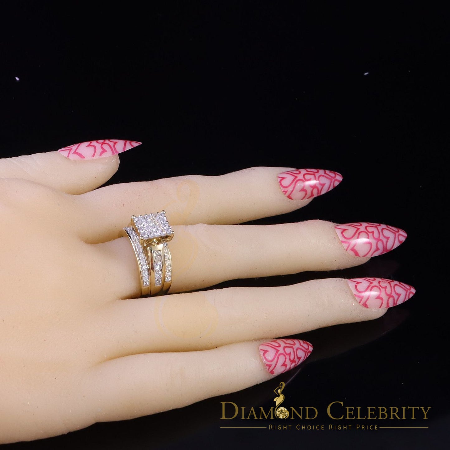DiamondCelebritees 925 Sterling Yellow Silver Square 2.12ct Cubic Zirconia Womens Ring Size 7