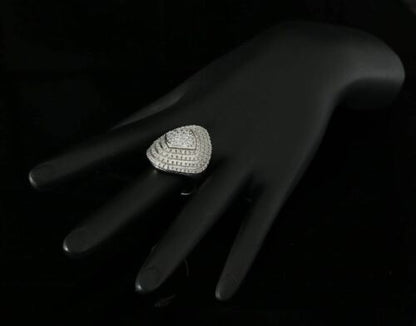 DiamondCelebritees 925 Sterling White Silver With Cubic Zirconia 1.67 ct Cocktail Ring Size 7.5