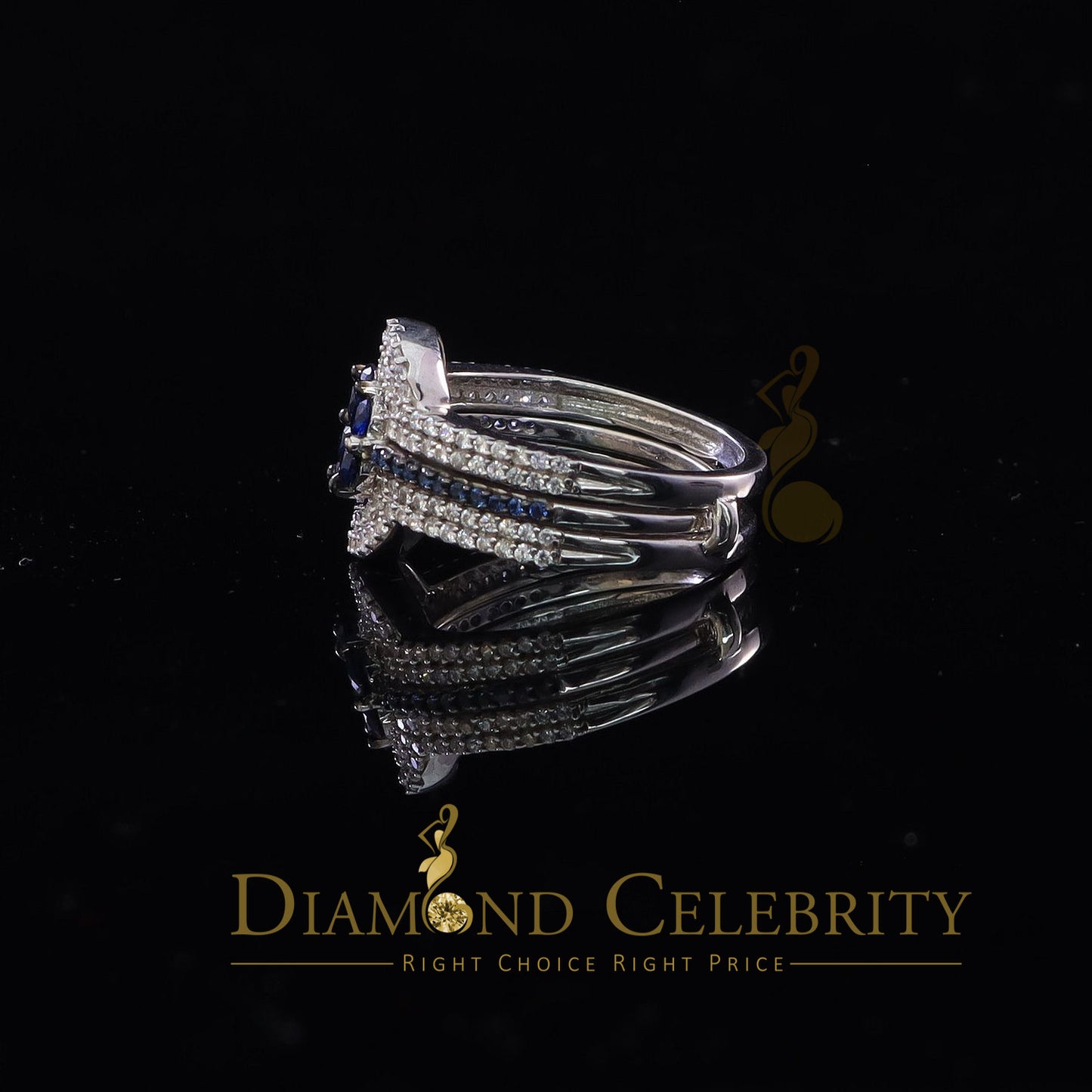 DiamondCelebritees 925 Sterling White Silver 2.50ct Floral Shape Cubic Zirconia Womens Ring SZ 6.5