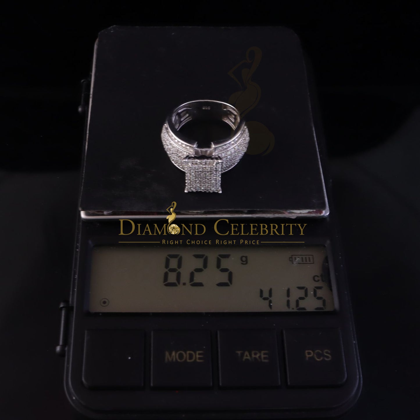 DiamondCelebritees Diamond Celbrity 2.03ct Cubic Zirconia White Silver Womens Square Ring Size 7
