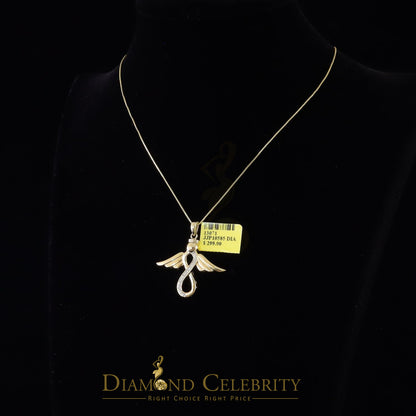DiamondCelebritees  Real 0.05ct Diamond Sterling Silver Infinity with Wings Necklace Yellow Pendant