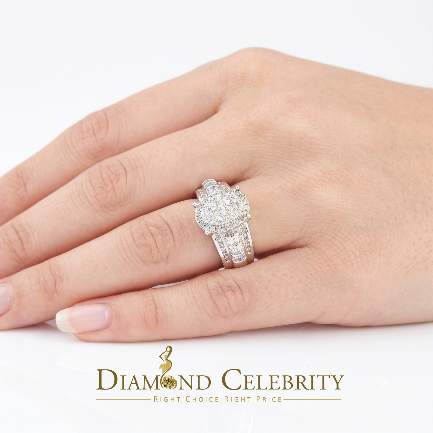 DiamondCelebritees 0.50 CT Real Diamond Womens Sterling Silver White Ring Size 7 marquise shape