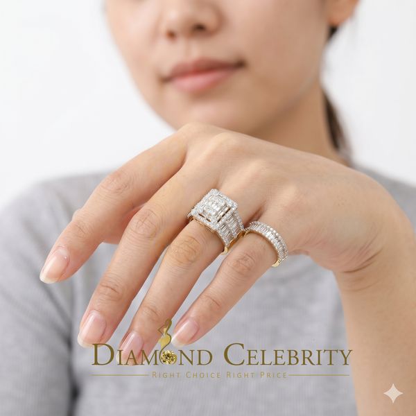 DiamondCelebritees 925 Sterling Yellow Silver Square 5.0ct Cubic Zirconia Bridal Womens Ring Size 7