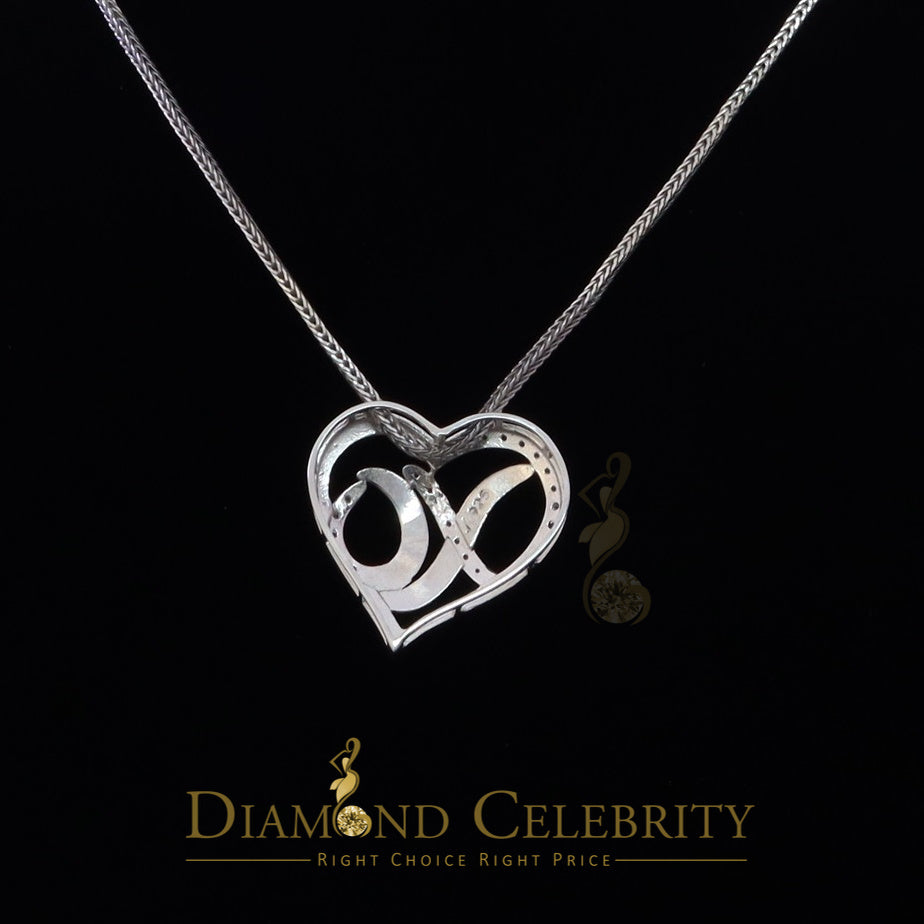 DiamondCelebritees White 925 Sterling Silver Heart and XO Shape Pendant 0.21ct Cubic Zirconioa
