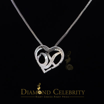 DiamondCelebritees White 925 Sterling Silver Heart and XO Shape Pendant 0.21ct Cubic Zirconioa