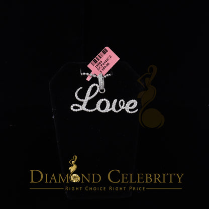 DiamondCelebritees White Attractive" LOVE" Letter 925 Sterling Silver Pendant 2.08ct Cubic Zirconia