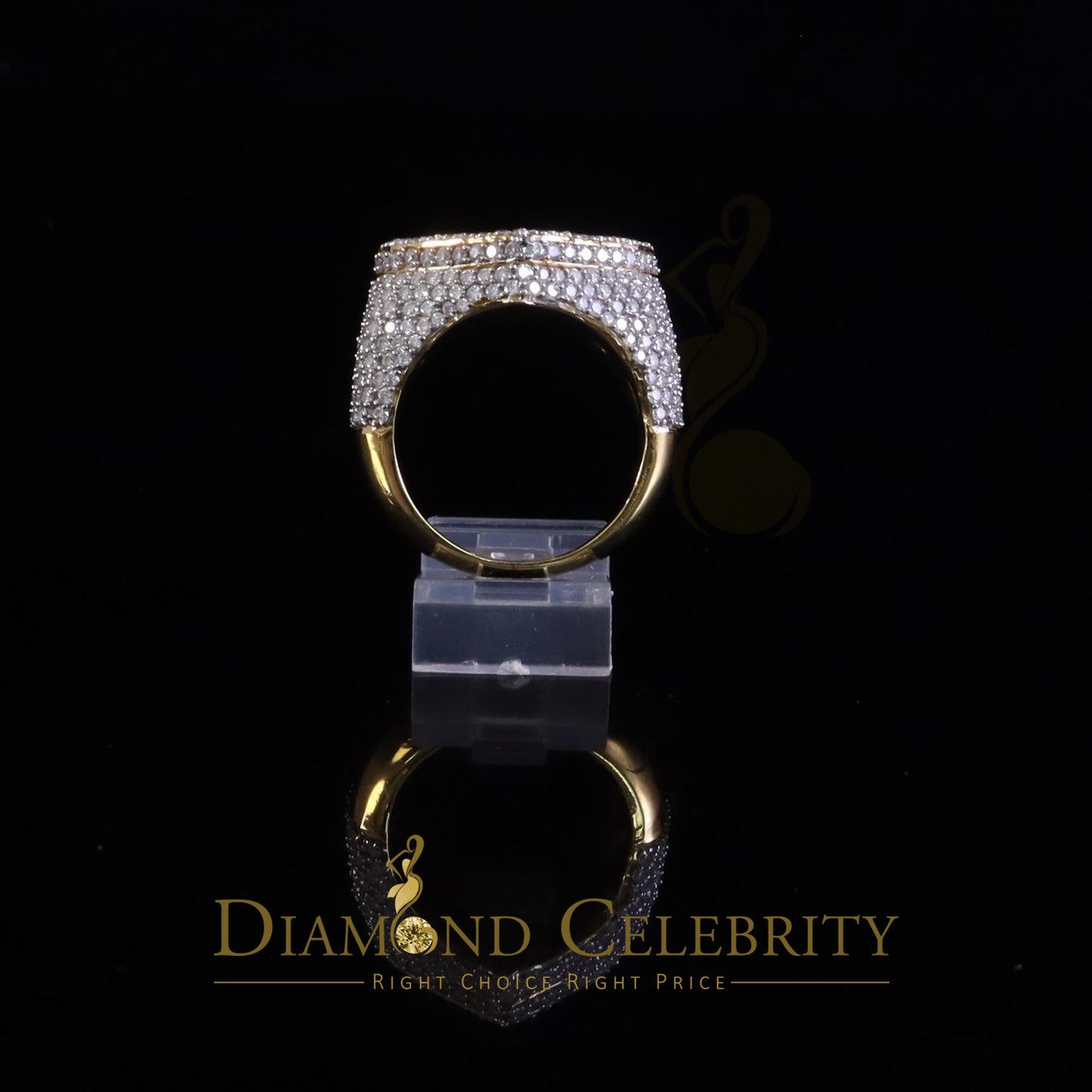 DiamondCelebritees Men's 925 Silver Yellow 7.00ct VVS 'D' Moissanite Stone Heart Rings Size 10