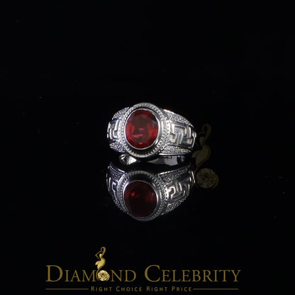 DiamondCelebritees 8.10ct 925 White Silver Oval Cubic Zirconia Men Ring Adjustable Size 9.5 to 11.5