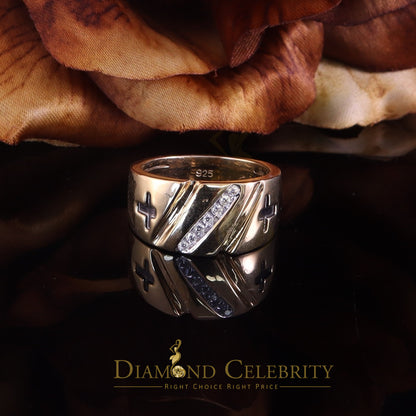 DiamondCelebritees 0.14 ct Sterling Yellow Silver Round 925 CZ Men Rings Engagement Size 9.00
