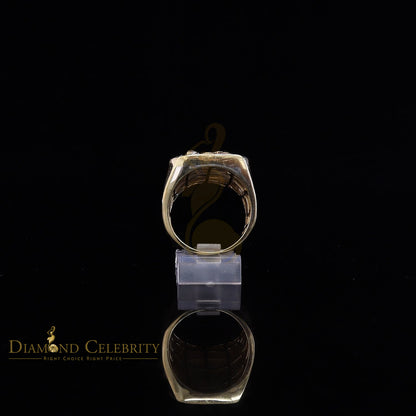 Real 0.20CT Diamond Masonic 925 Yellow Sterling Silver Mens Engagement Ring SZ10