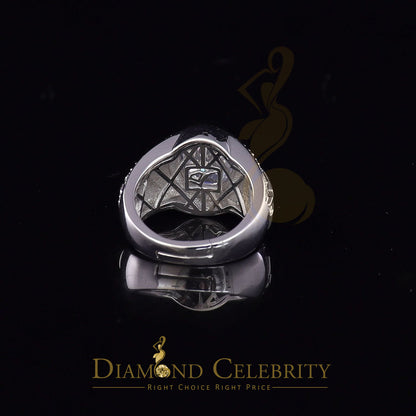 DiamondCelebritees 8.10ct White Silver Oval Cubic Zirconia Men Adjustable Ring From SZ 9 to 11