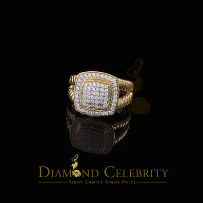DiamondCelebritees 1.33ct Yellow Silver Square Cubic Zirconia Womens Adjustable Ring From SZ 8 to10