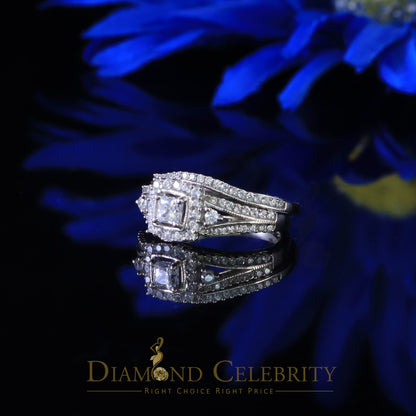 DiamondCelebritees 1.75ct Cubic Zirconia White Sterling Silver Men's/ Women 2PC Bridal Rings Size 7