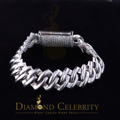 Diamondcelebritees  Manoco Men's Bracelet 925 Silver White 16ct Moissanite size 8.5inch & Width 16mm
