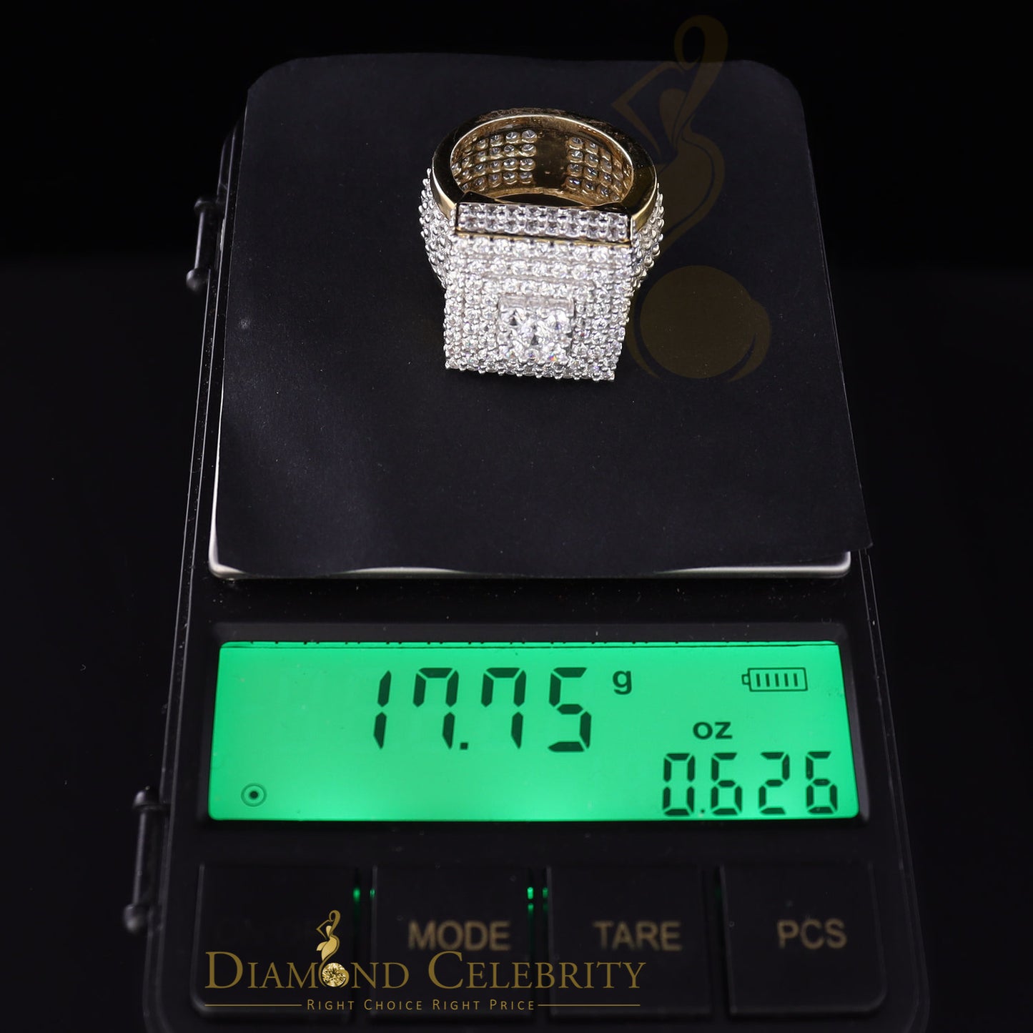 DiamondCelebritees 925 Sterling Yellow Silver 14.0ct Cubic Zirconia Square Womens Gifts Ring Size 8