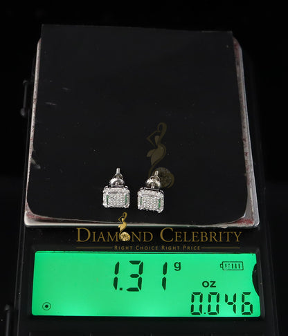 DiamondCelebritees 0.25ct Diamond 925 stud Sterling Silver White Square Earring For Men / Women