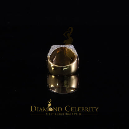 DiamondCelebritees Men's 925 Sterling Silver 6.50ct VVS 'D' Moissanite Square Yellow Rings Size 10
