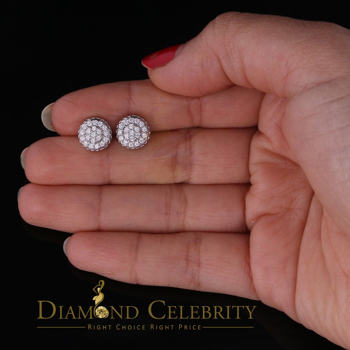DiamondCelebritees  3.45ct Cubic Zirconia 925 White Silver Women's & Men's Hip Hop Round Earrings
