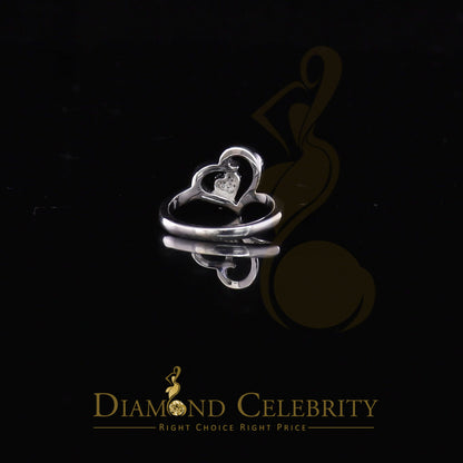 DiamondCelebritees 925 Sterling White Silver 0.10ct Cubic Zirconia Love Heart Women's Ring Size 7