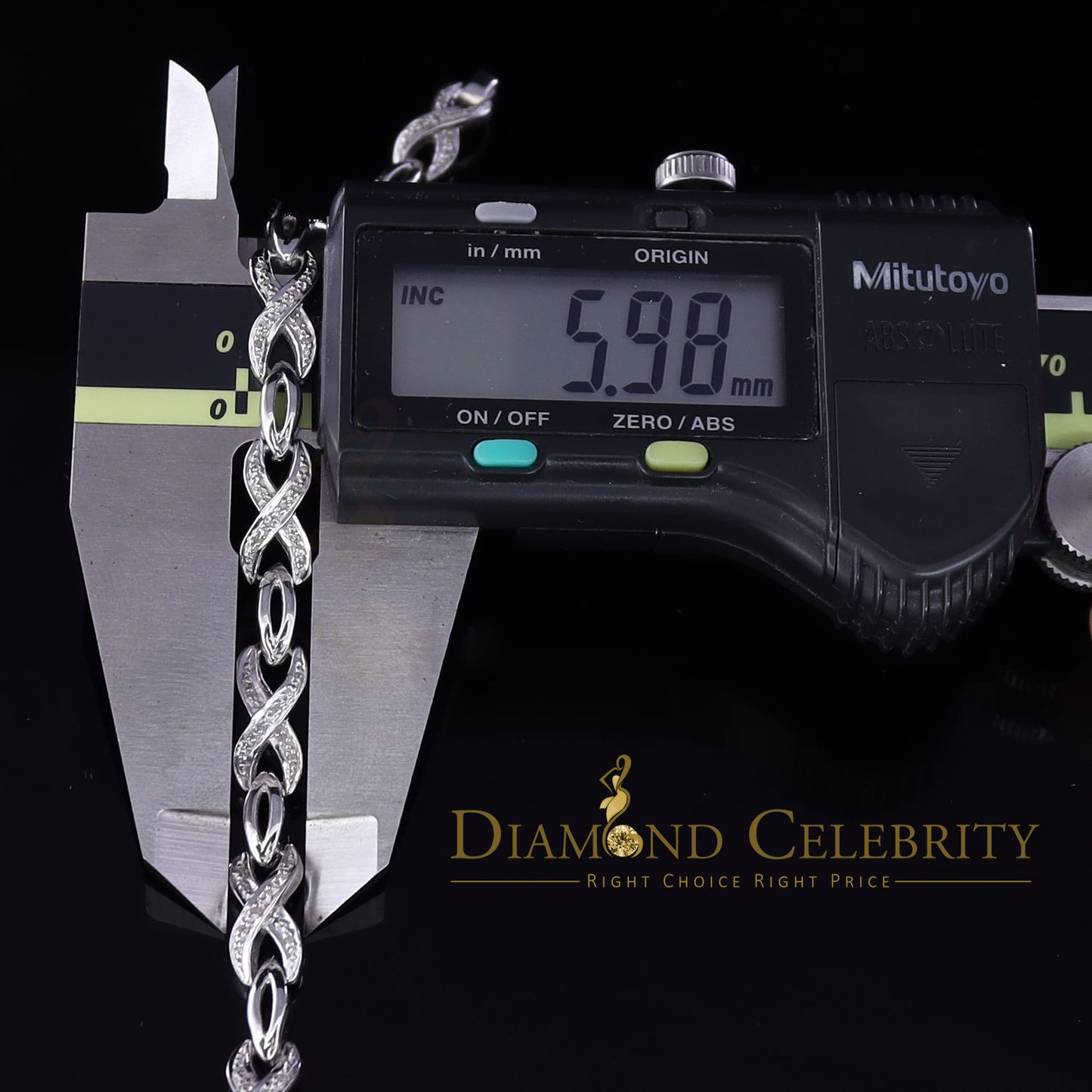 Diamondcelebritees 925 Silver White Exotic Design Bracelet Size 7 Inch 0.20CT Genuine Diamonds