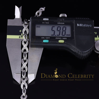 Diamondcelebritees 925 Silver White Exotic Design Bracelet Size 7 Inch 0.20CT Genuine Diamonds