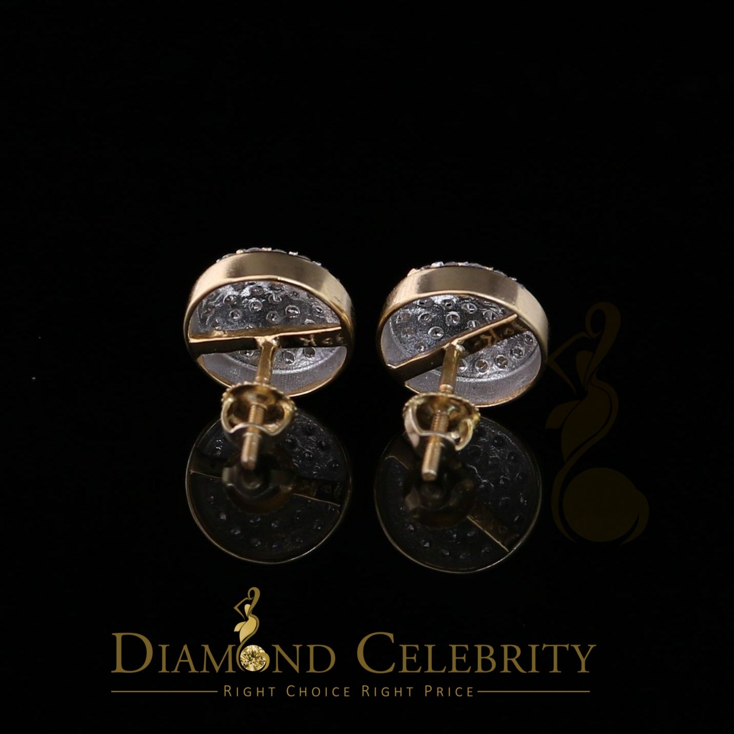 DiamondCelebritees 10K Real Yellow Gold Real Diamond 0.75CT Men's/Women's Stud Round Earring