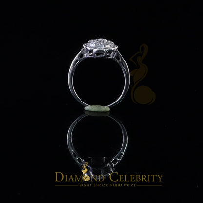 DiamondCelebritees 0.49ct Cubic Zirconia Sterling White Silver Flower Engagement Womens Ring Size 7