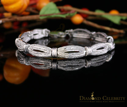 Diamondcelebritees 925 Silver Ladies White 0.20CT Genuine Diamonds Exotic Design Bracelete Size 7''