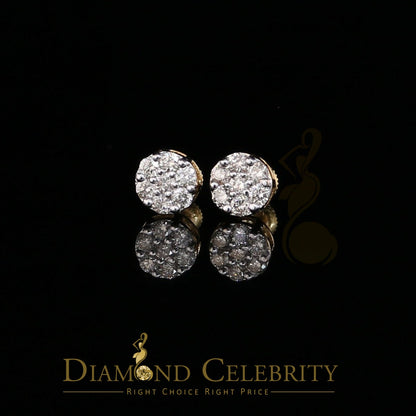DiamondCelebritees Men's/Women's 10K Real Yellow Gold with 0.75CT Real Diamond Stud Earrings