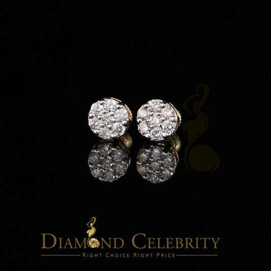 DiamondCelebritees Men's/Women's 10K Real Yellow Gold with 0.75CT Real Diamond Stud Earrings