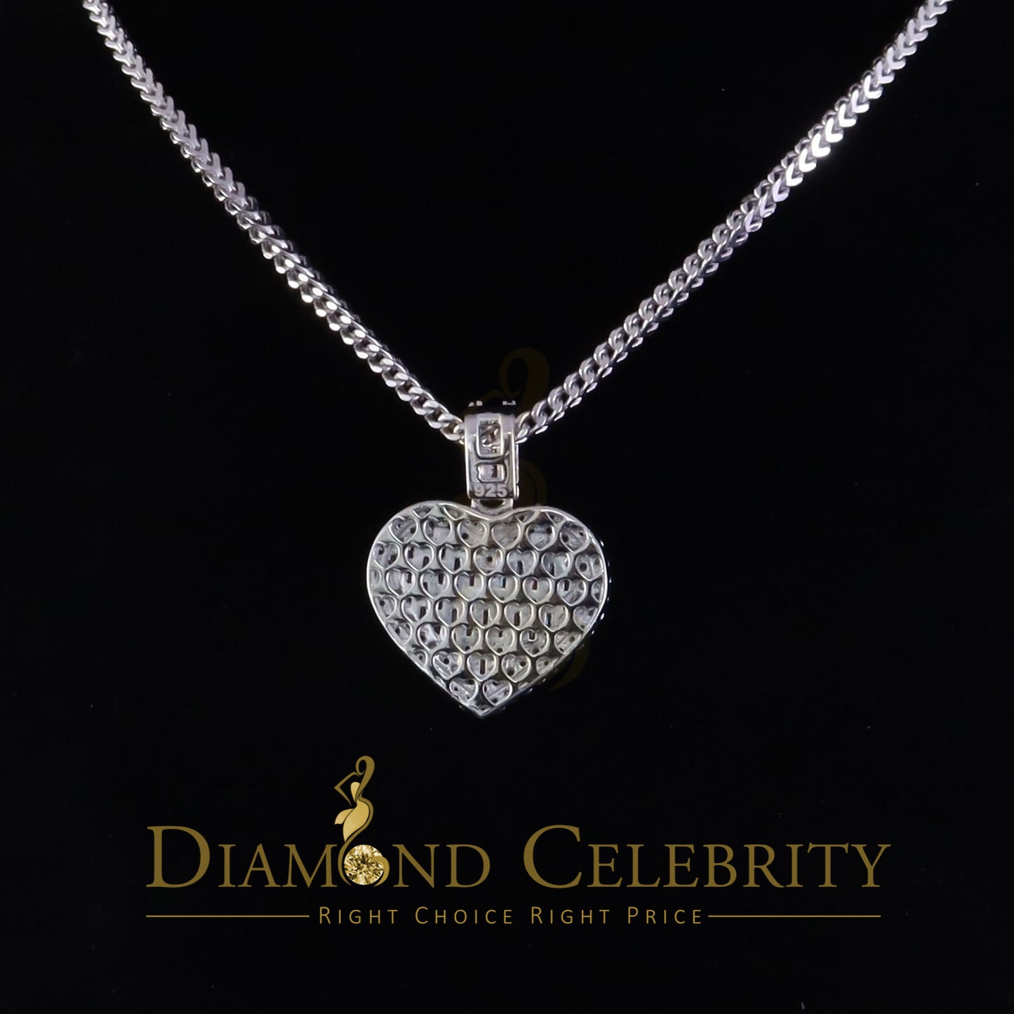 Diamondcelebritees  Silver White Heart Pendant 7.50ct VVS D Clr. Baguette Moissanite for Women's