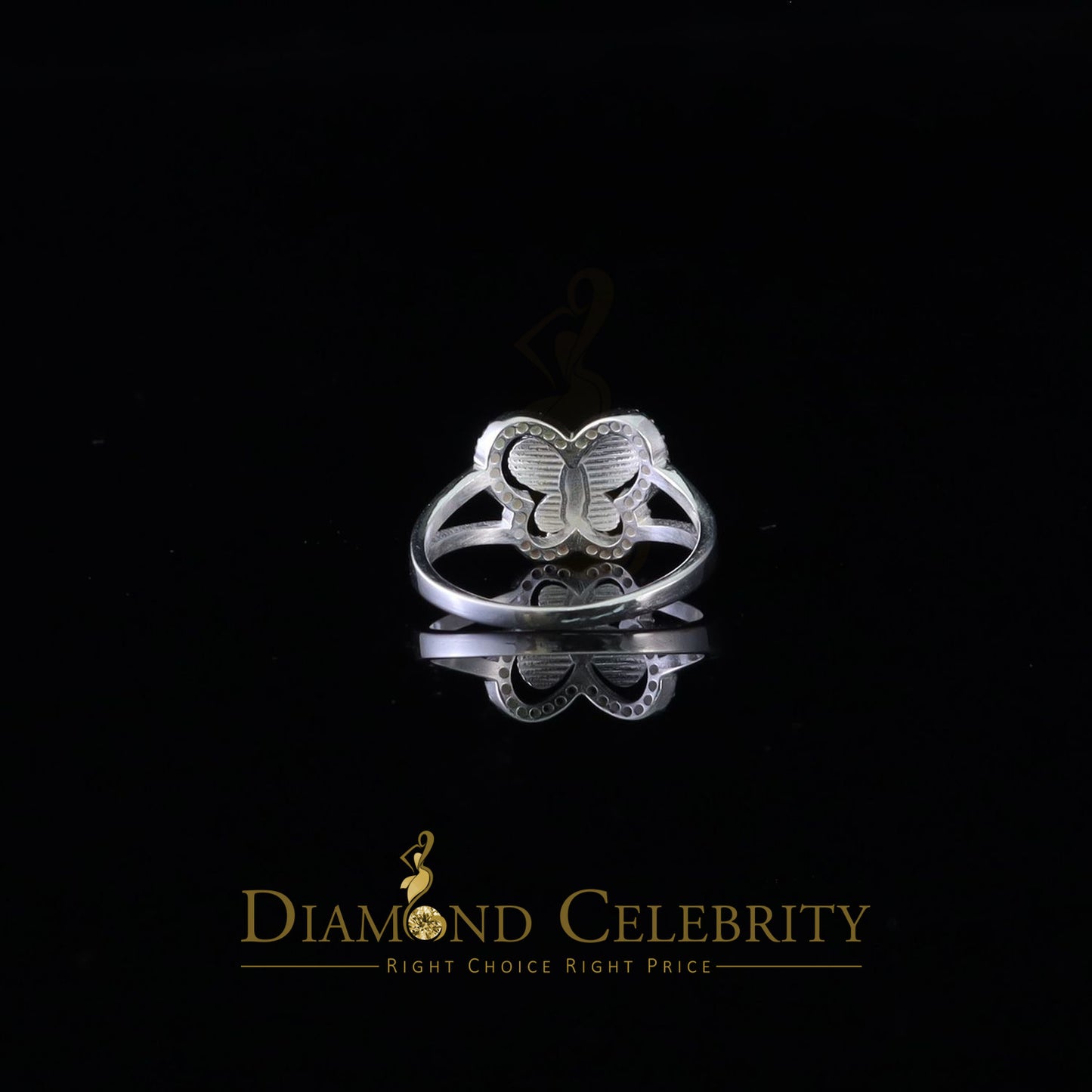 DiamondCelebritees Religious White Butterfly 925 Silver CZ Multi Stone Mother Mary Women Ring SZ10