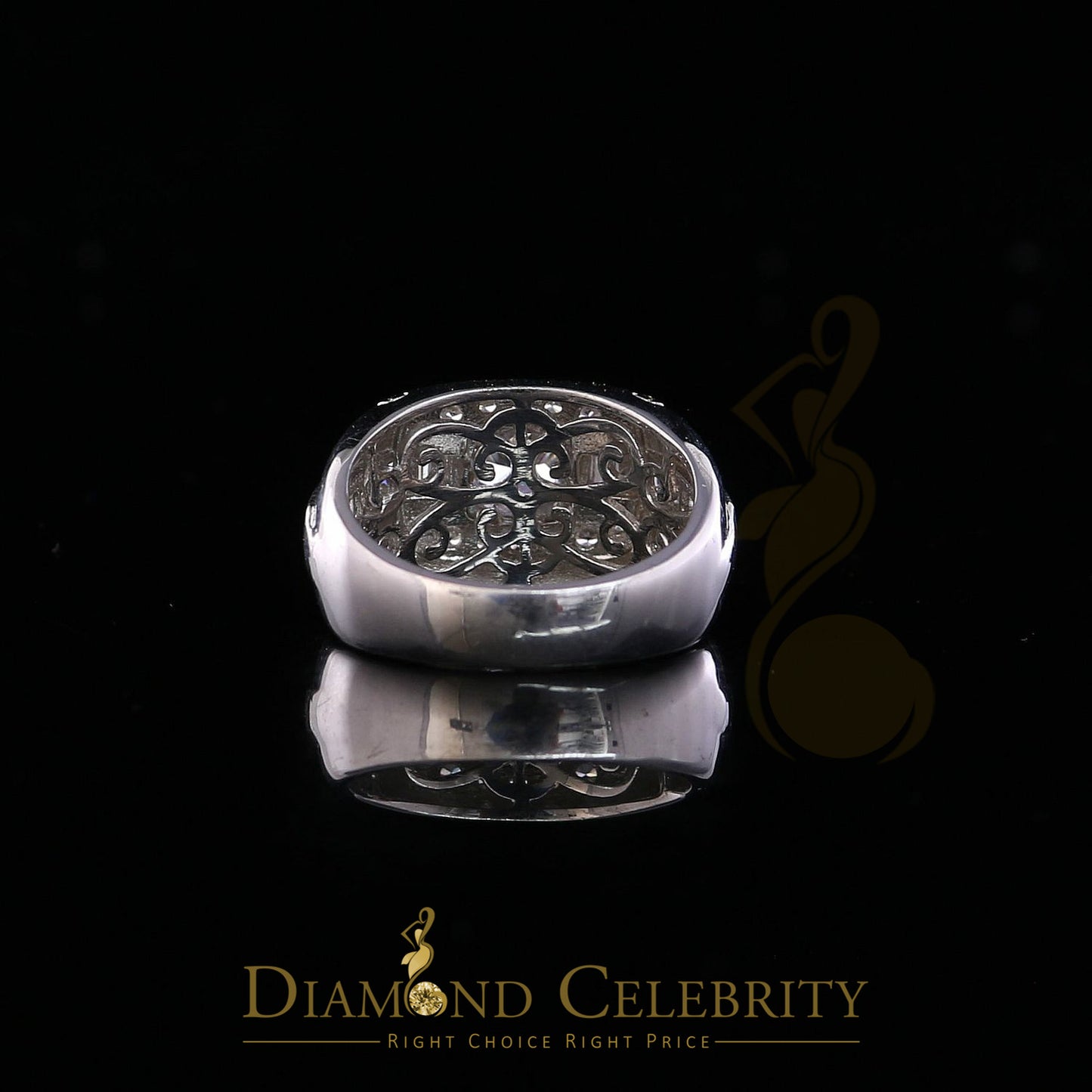 DiamondCelebritees 925 White Sterling Silver Cubic Zirconia 6.10ct Men Square Shape Ring Size 11
