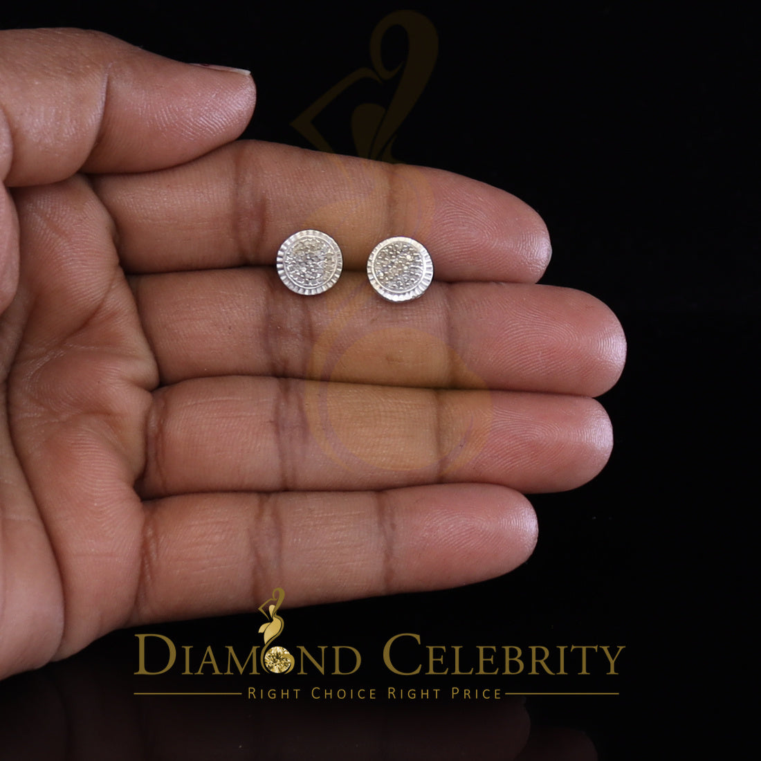 DiamondCelebritees 925 Sterling Silver 0.20 ct Diamond For Ladies & Men's White Stud Round Earrings
