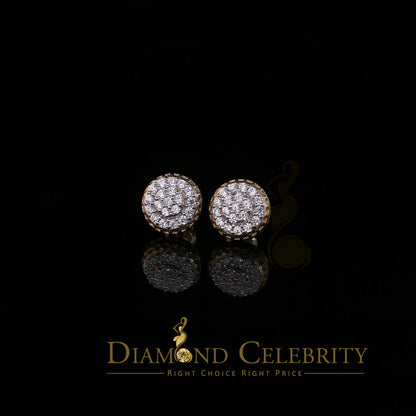 DiamondCelebritees  3.45ct Cubic Zirconia 925 Yellow Silver Women's & Men's Hip Hop Round Earrings