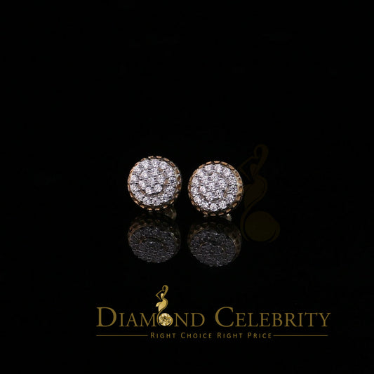DiamondCelebritees  3.45ct Cubic Zirconia 925 Yellow Silver Women's & Men's Hip Hop Round Earrings