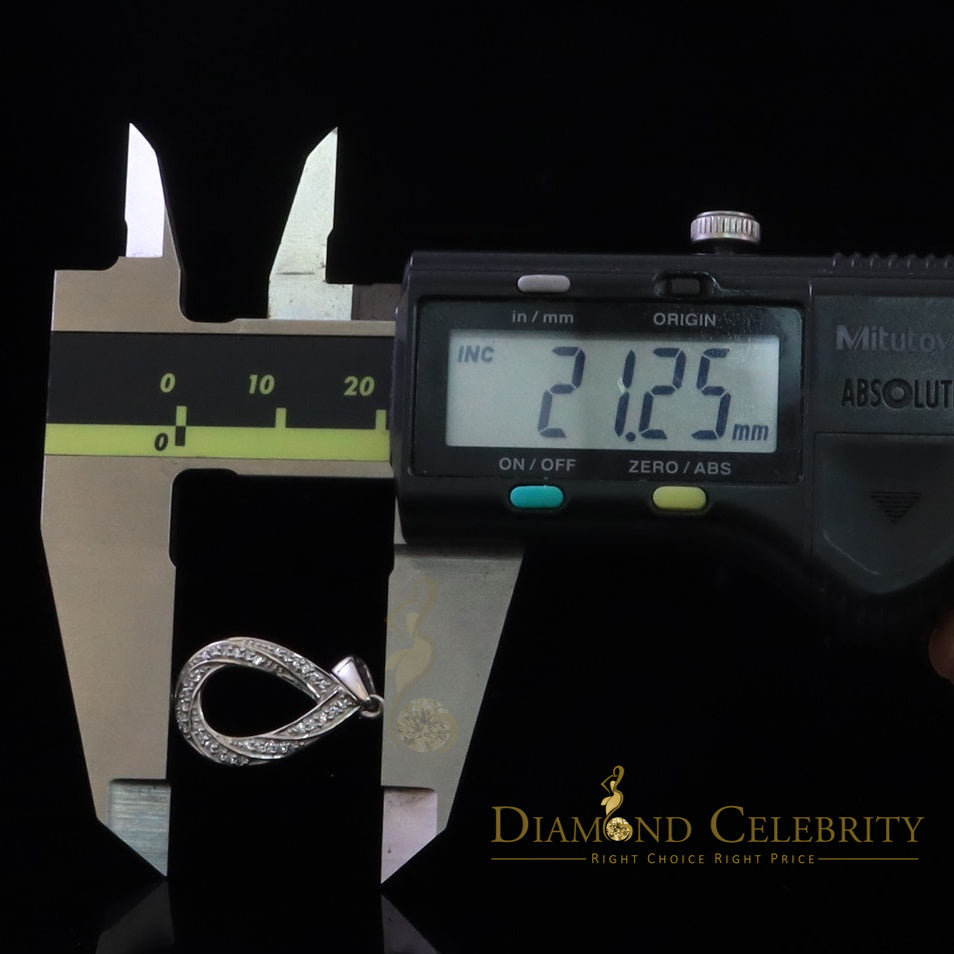 DiamondCelebritees White Sterling Silver Pendant with Charming Necklace Shape 0.37ct Cubic Zirconia