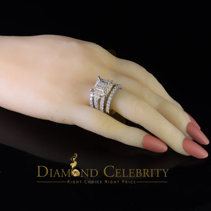 DiamondCelebritees 6.72ct Cubic Zirconia White 925 Sterling Silver Women 3PC Wedding Rings SZ 8