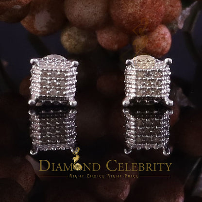 DiamondCelebritees Aretes Para Hombre 0.05ct Diamond 925 Silver Women & Men Square White Earrings