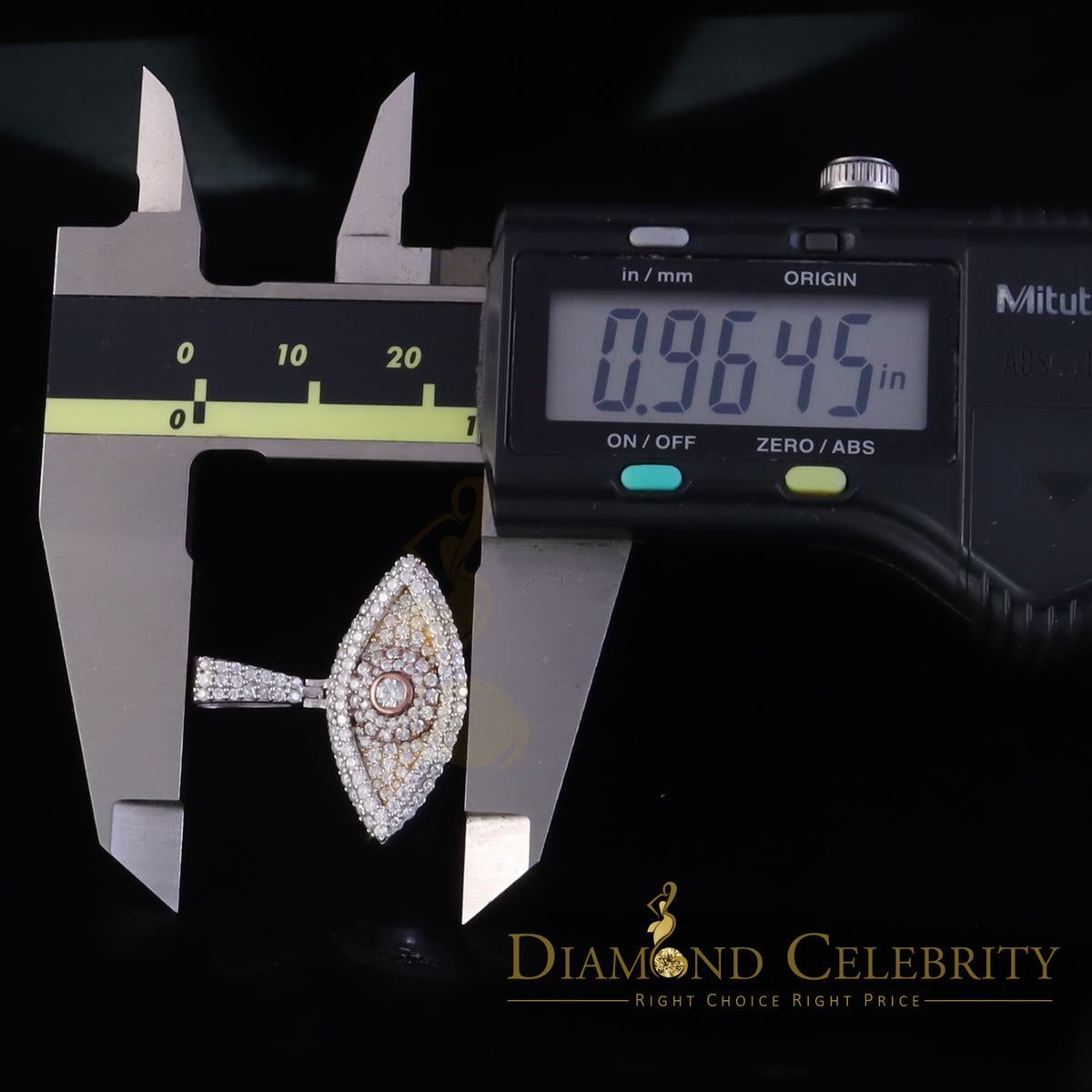 Diamondcelebritees  White Tri Clr Silver 2CT VVS D Moissanite 1" Charm Evil Eye Men & Women Pendant