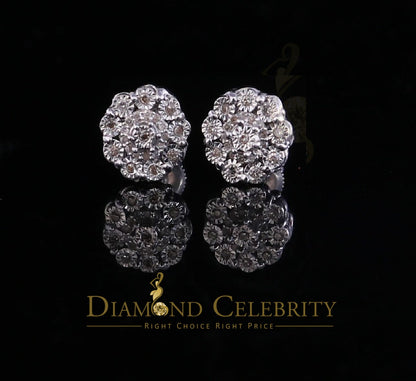 DiamondCelebritees 0.15ct Diamond 925 Sterling Silver White Floral Earrings For Men's / Women's
