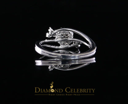 DiamondCelebritees Real 10kt White Gold Real 0.33CT Diamond Floral Shape Black Stone Ring size 7