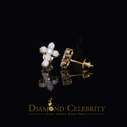 DiamondCelebritees 1.00ct Moissanite Yellow 925 Sterling Silver Women's Cross Earrings