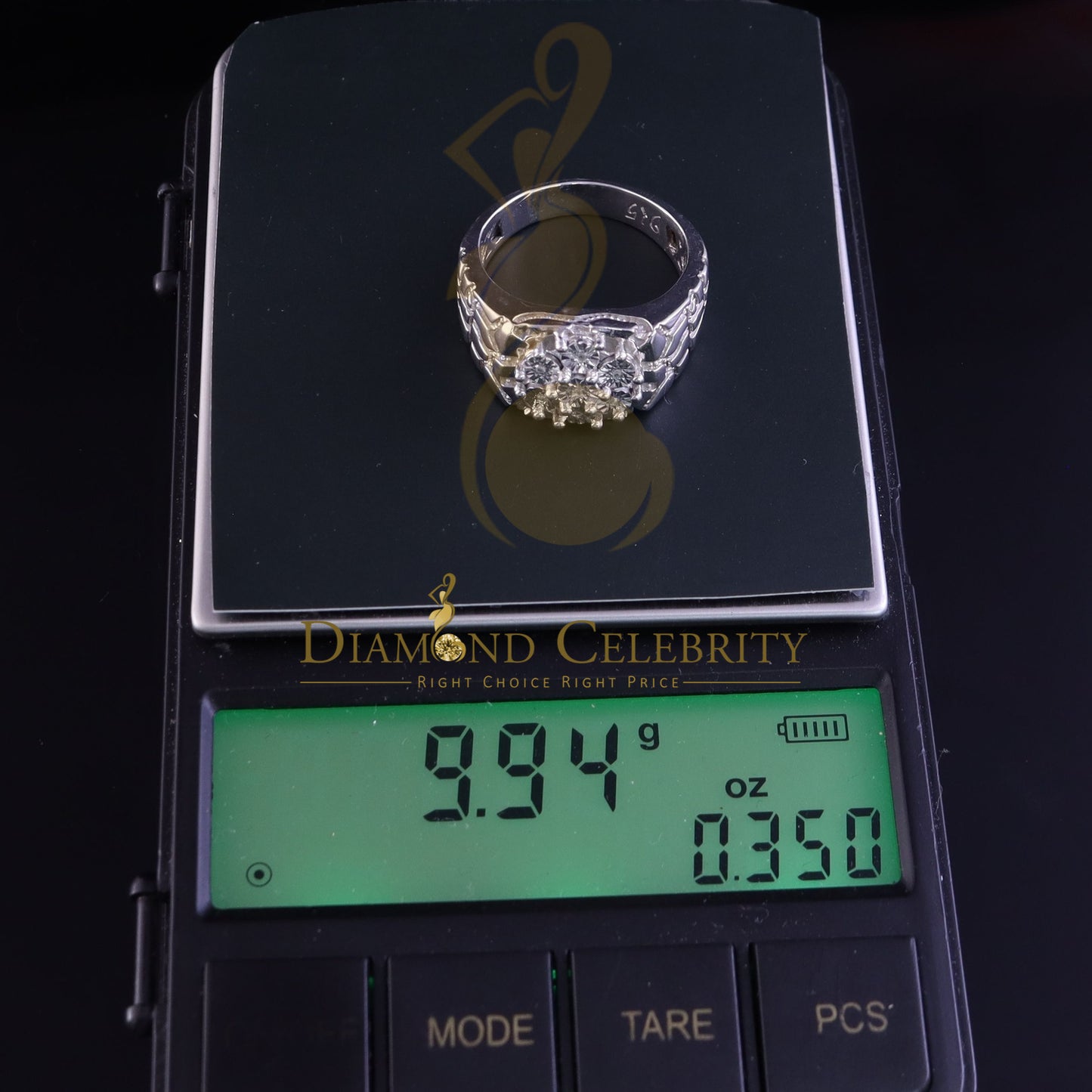 DiamondCelebritees 0.05CT Real Diamond 925 Sterling White Silver Fashion Flower Womens Ring Size 9