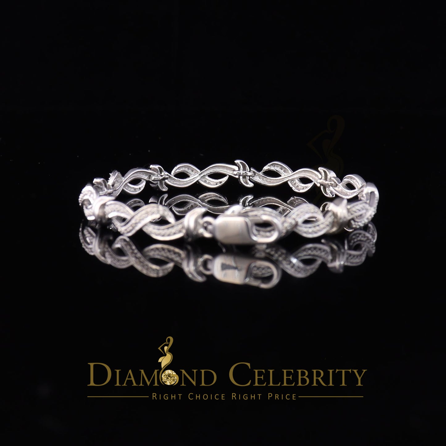 Diamondcelebritees White 0.15CT Real Diamond 925 Sterling Silver Fancy Bracelet-Size 7 Inches