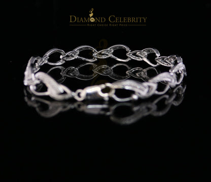 Diamondcelebritees 925 Sterling Silver White 0.20CT Real Diamonds Fancy Style Bracelet Size 7''