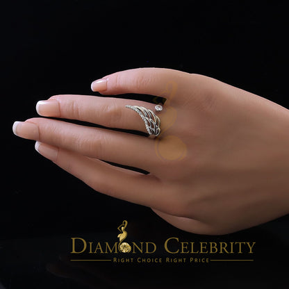 DiamondCelebritees 925 Sterling White Silver with 1.50ct Cubic Zirconia Angel Wing Ring Size 7.5